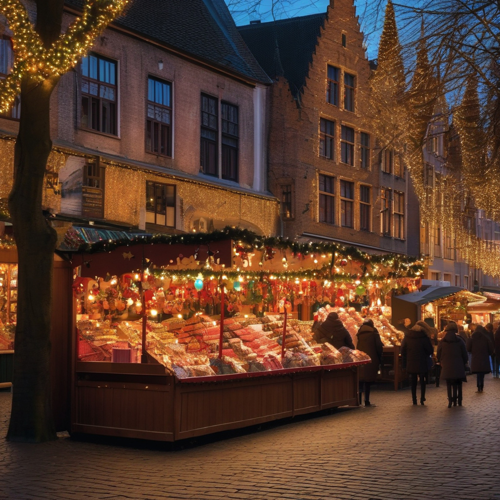 Брюгге святкова архітектура середньовічний центр новорічна ніч