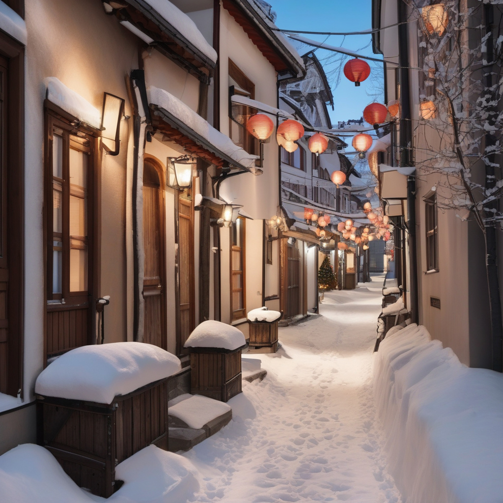Гірськолижна зима: маленьке альпійське місто, сніг, гори, родинний затишок Альпійське містечко взимку, гірські курорти Європи