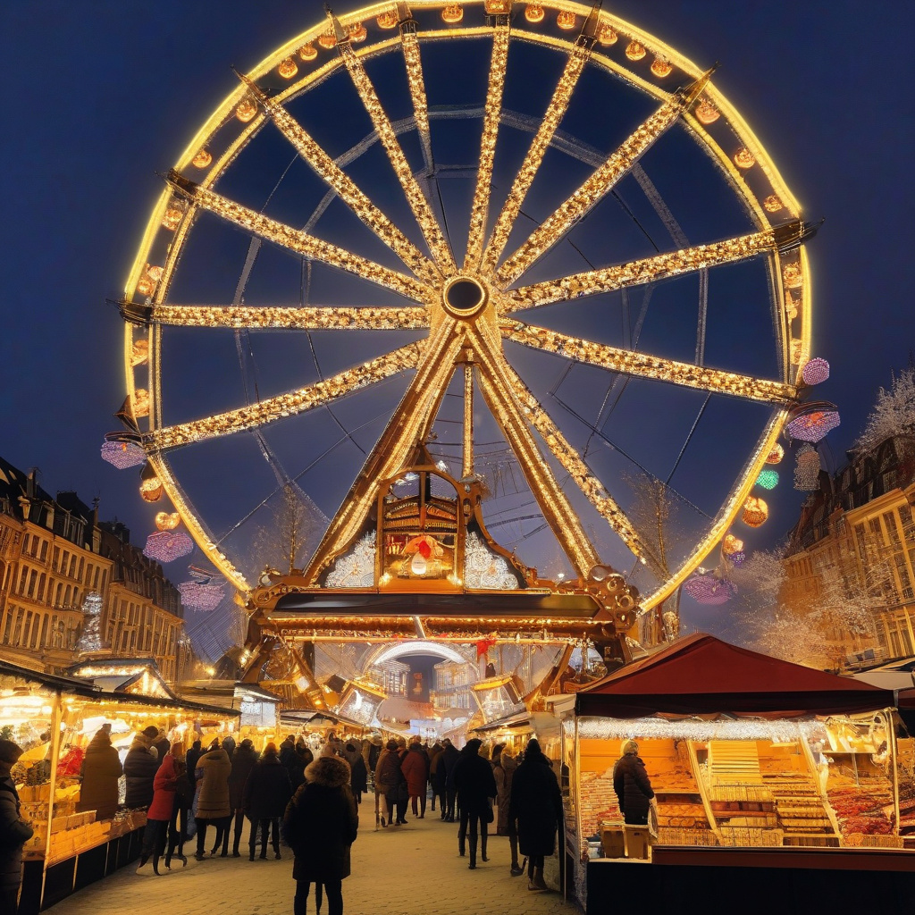 Новорічний ринок у Ліллі: гірляндне море, французька атмосфера, зима 2026 Зимовий ринок у Ліллі, святкові ліхтарі та натовпи людей