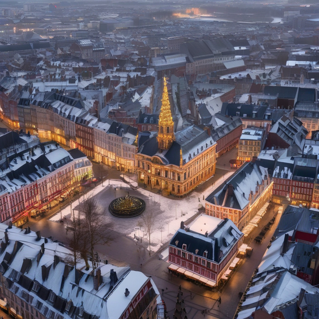 Лілль новорічний: головна ялинка, дитяча радість та зимова інсталяція 2026 Головна ялинка Лілля зі святковими вогнями, захоплені діти, свято на площі