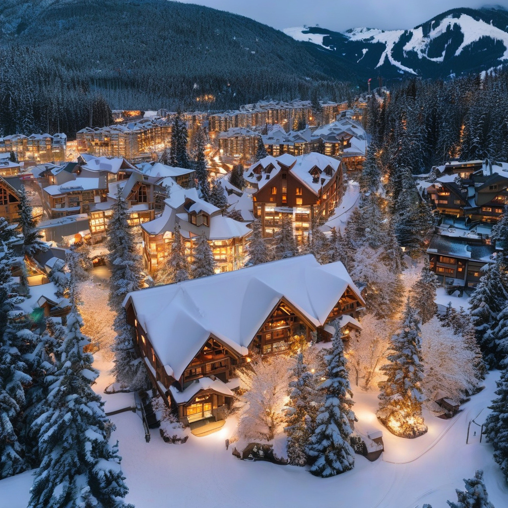 Нічна панорама Вістлер-Блеккомбу — атмосфера зимової казки Вістлер-Блеккомб нічна панорама із засніженими вогниками курорту