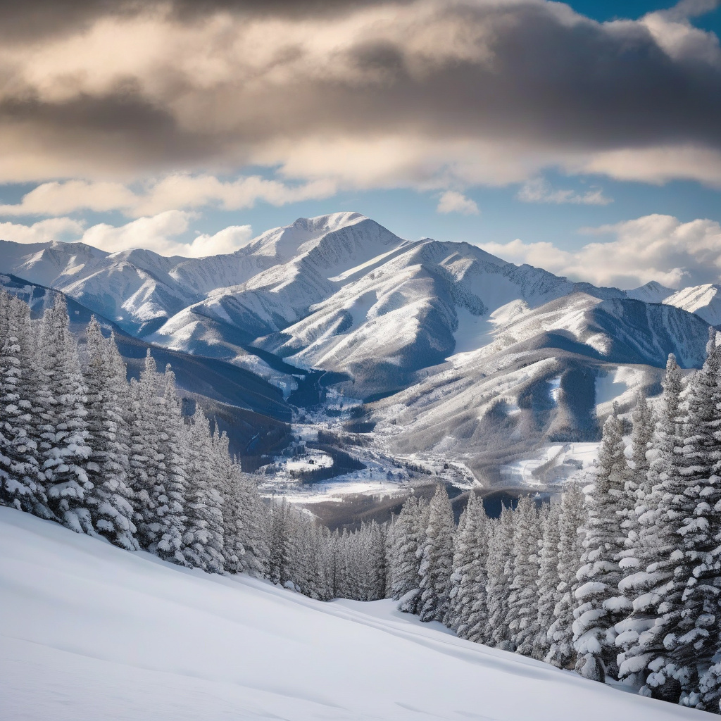 Аспен, Колорадо – гірськолижний курорт, зимові краєвиди, засніжене місто Аспен Колорадо гірськолижний курорт вид на гори та містечко