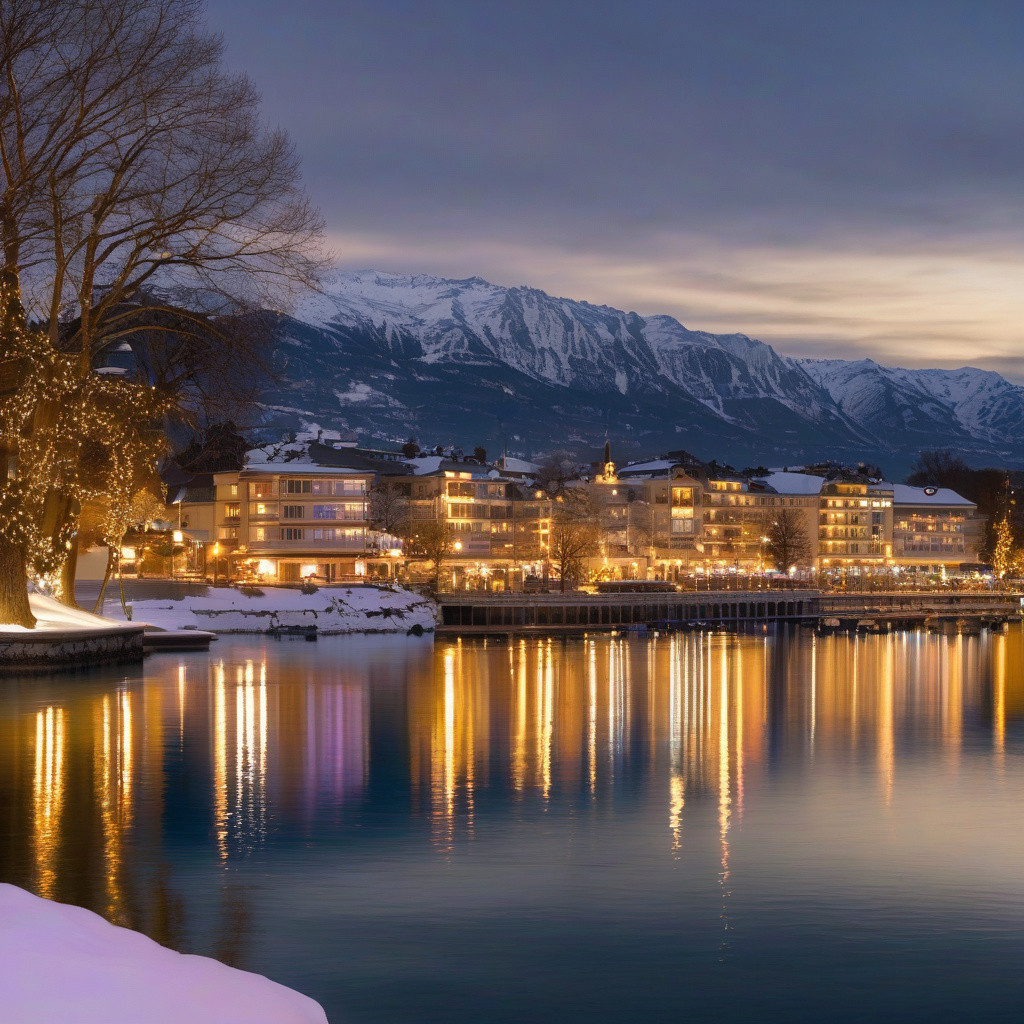 Старе місто Женеви зимовими вечорами, різдвяні ліхтарі та вузькі вулички