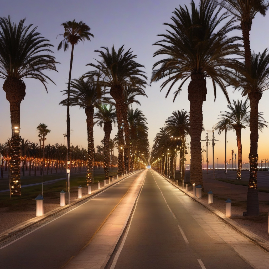 Valencia city at sunrise on New Year