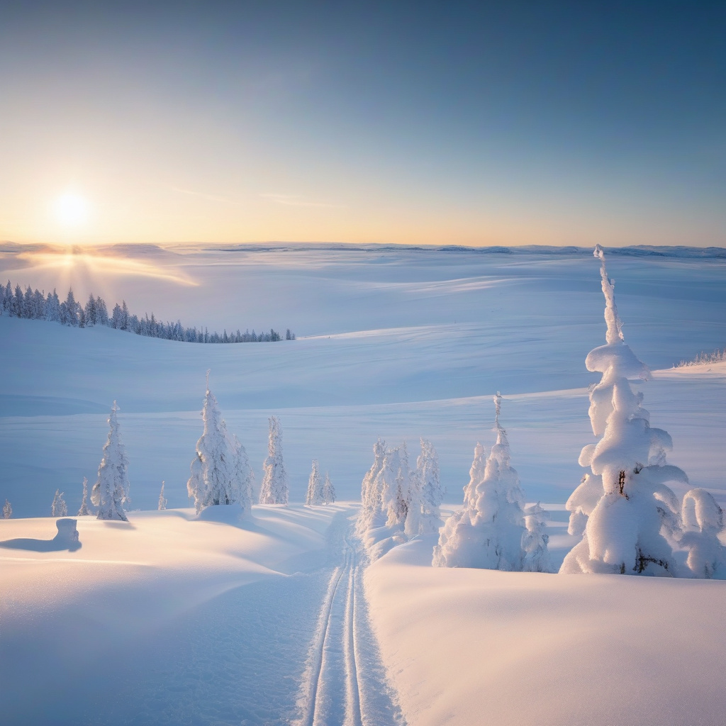 Вечір у Пюхя: засніжені котеджі на тлі національного парку, приглушене світло