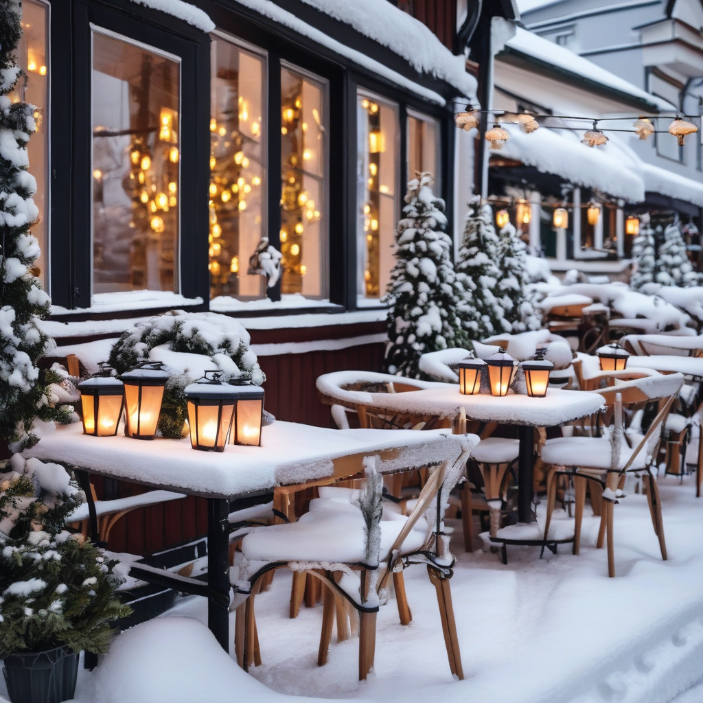 Helsinki Design District streets at dusk in winter
