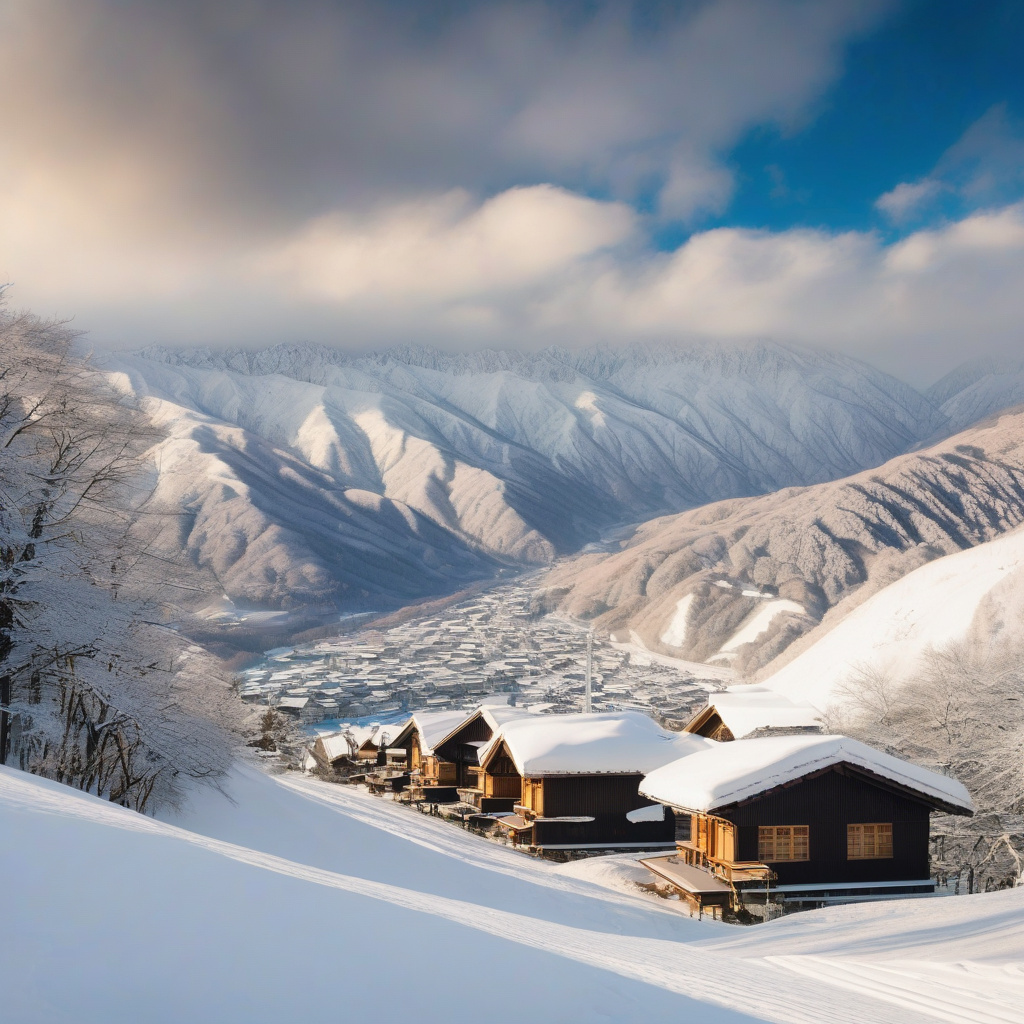 Гірськолижний курорт Нісеко в Японії захід сонця