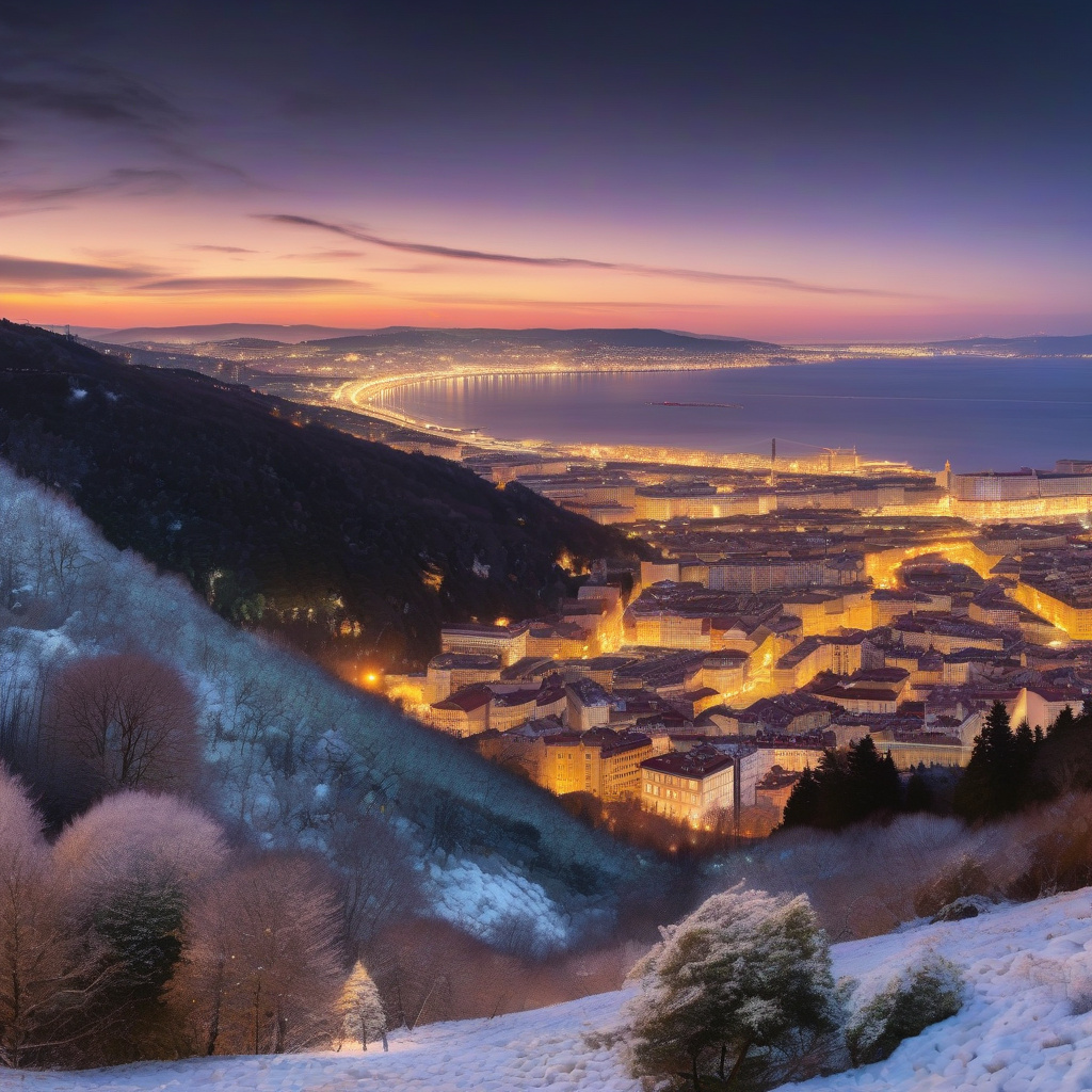 Old quarter, Christmas lights, Trieste maritime winter