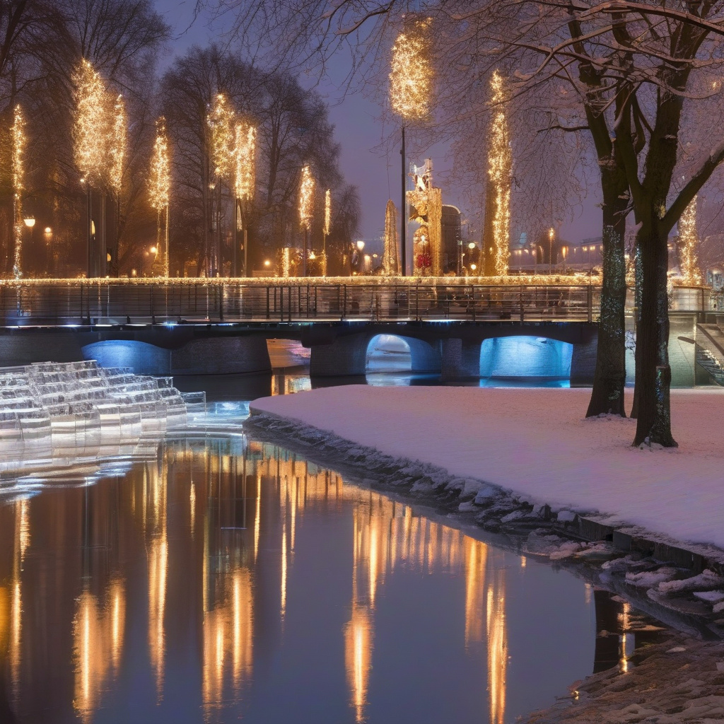 Ілюмінація на старих вулицях Дюссельдорфа взимку