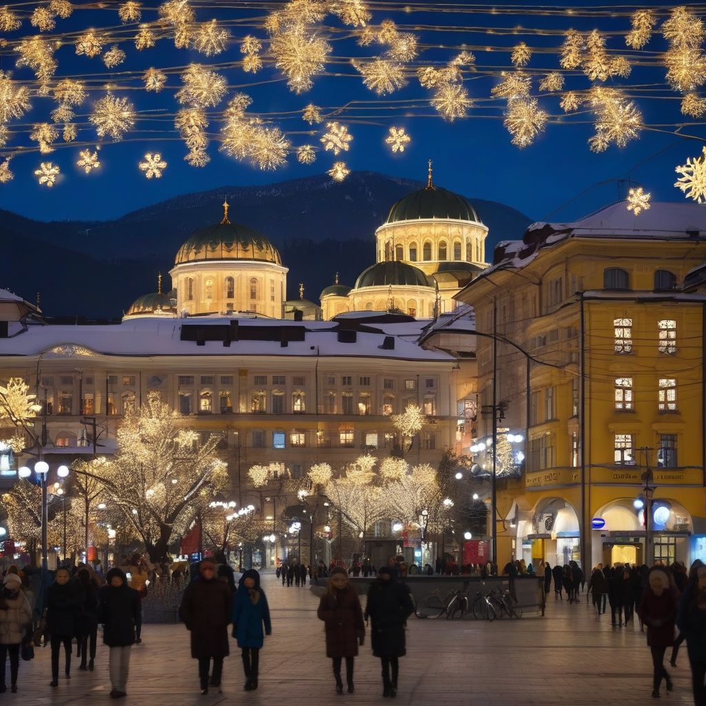 Central Sofia illuminated for New Year