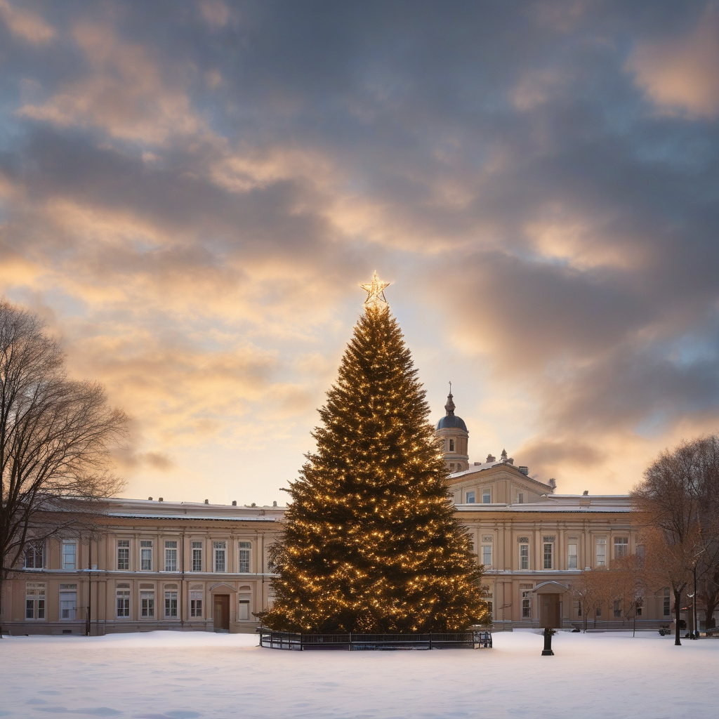 Святкова ялинка в центрі Граца: новорічні роботи 2026 і вечірні заходи Різдвяна ялинка на головній площі Граца у вечірньому світлі
