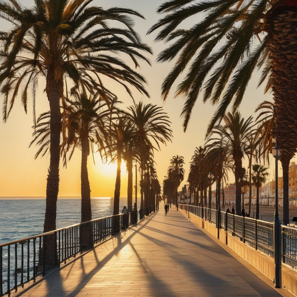 Malaga New Year's Eve palm-lined promenade Mediterranean winter travel