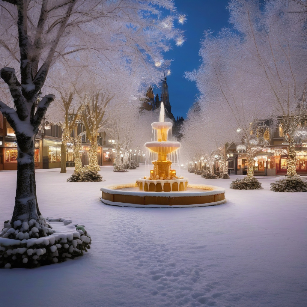 Local residents decorating for winter festivities in a European town