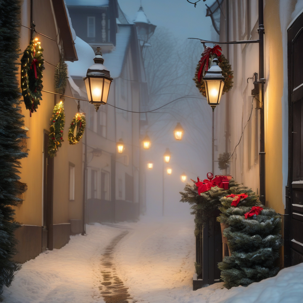 Girby town center illuminated for New Year night
