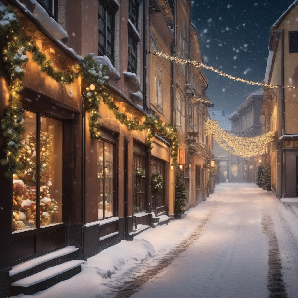 Архітектурний маршрут крізь зимовий центр Бреста Історичний центр Бреста з прикрашеними гірляндами будинками та кам’яною мостовою