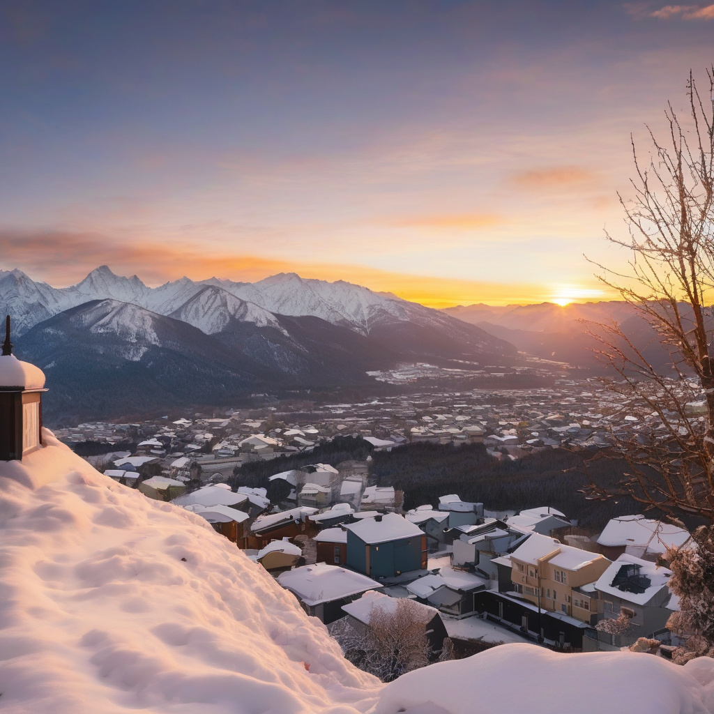 Скандинавський стиль зимових сходів та оглядової панорами Зимові міські сходи та панорамна платформа у скандинавському стилі