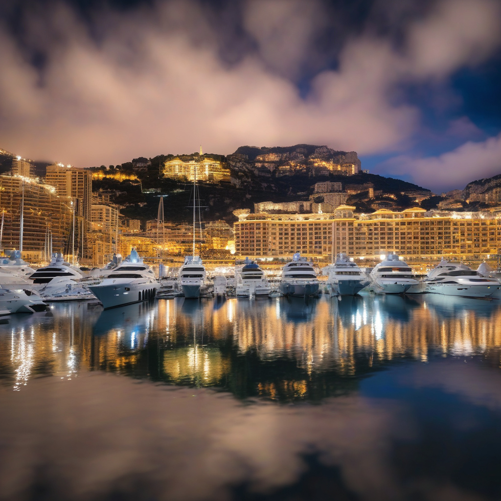 Зимова різдвяна атмосфера та огні набережної в Монако Різдвяний променад з огнями в Монако