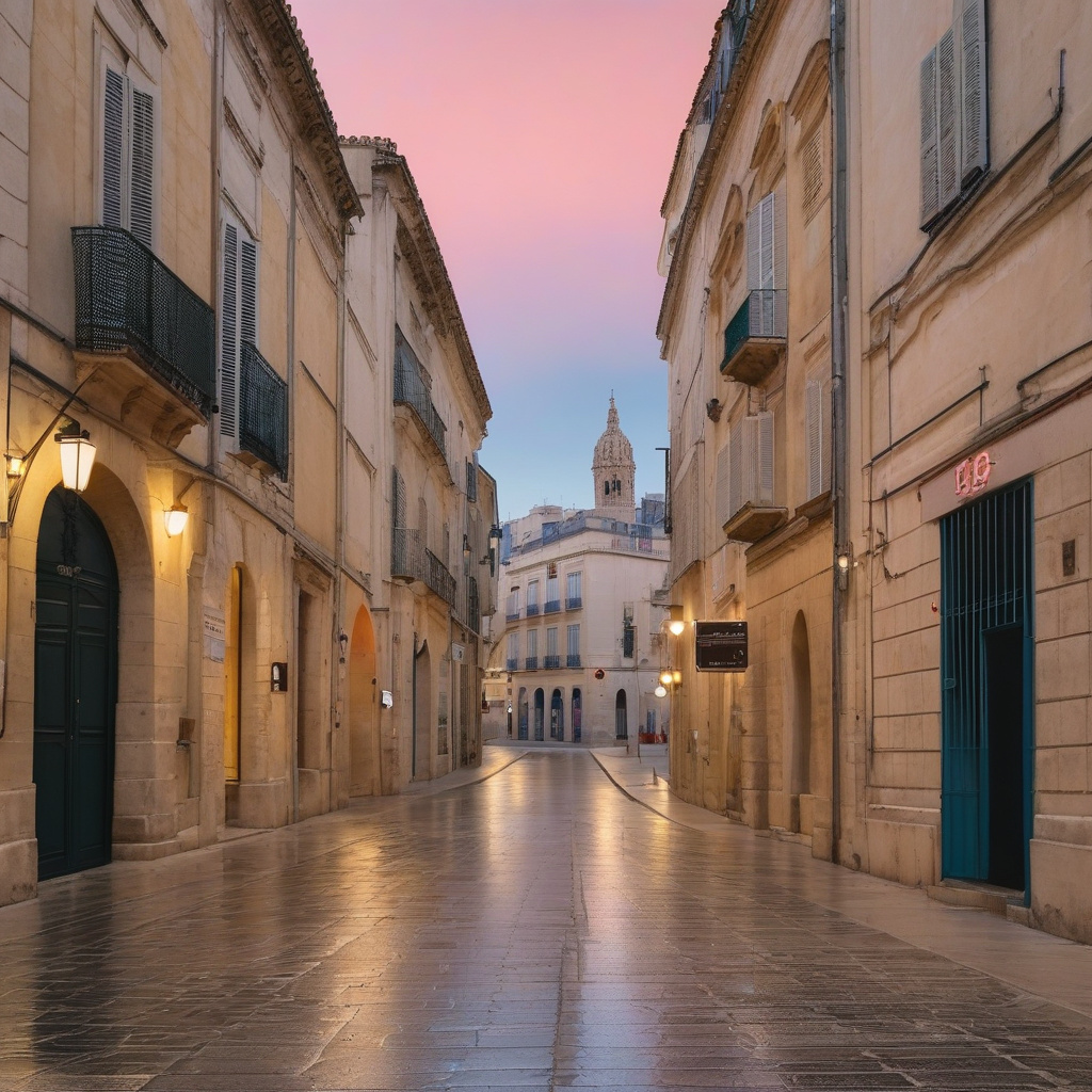 Montpellier festive streets with New Year lights and Mediterranean winter ambiance