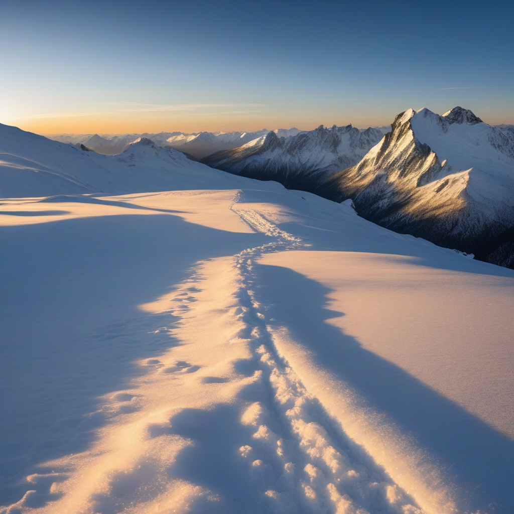 Зимовий світанок на гірськолижному курорті: схили та ранкове сяйво Гірськолижний спуск на світанку, зимові гори і чистий схил у промінцях