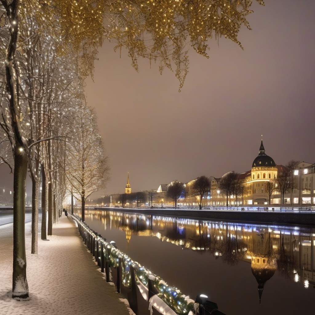 Коли найкраще їхати до Дюссельдорфа — святковий вечірній настрій Вечірній Дюссельдорф у святкових вогнях на Різдво