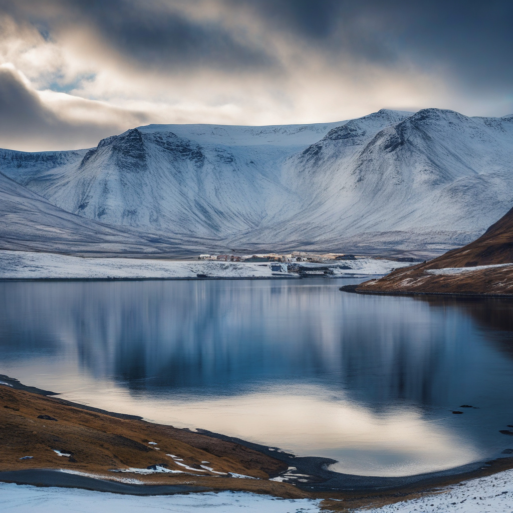 Skiing cliffs above fjord in Siglðfjörður, Iceland