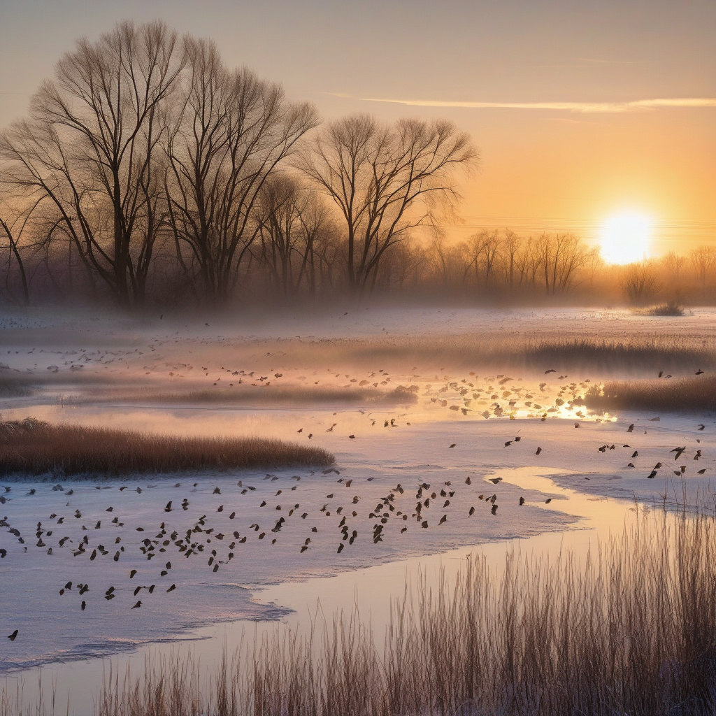 Ключові береги Європи для зимового спостереження за водоплавними птахами Зимові ландшафти біля берегів — гагари на воді, дзеркальний лід, біла піна