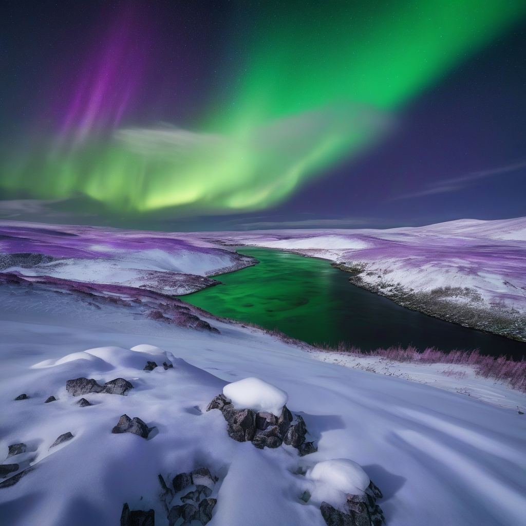 Aurora Borealis: панорама фіордів Тромсе зі світловими спалахами на горизонті Aurora Borealis: панорама фіордів Тромсе зі світловими спалахами на горизонті