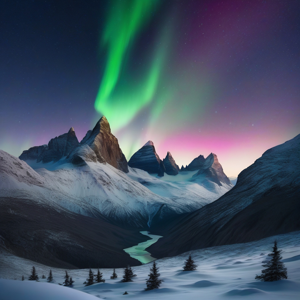 Покроковий маршрут: група туристів шукає північне сяйво серед снігів Покроковий маршрут: група туристів шукає північне сяйво серед снігів