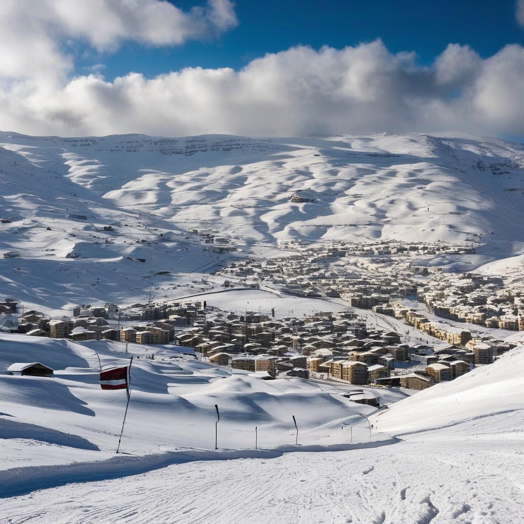 Faraya ski resort sunrise and snow slopes, Lebanon winter holidays 2026