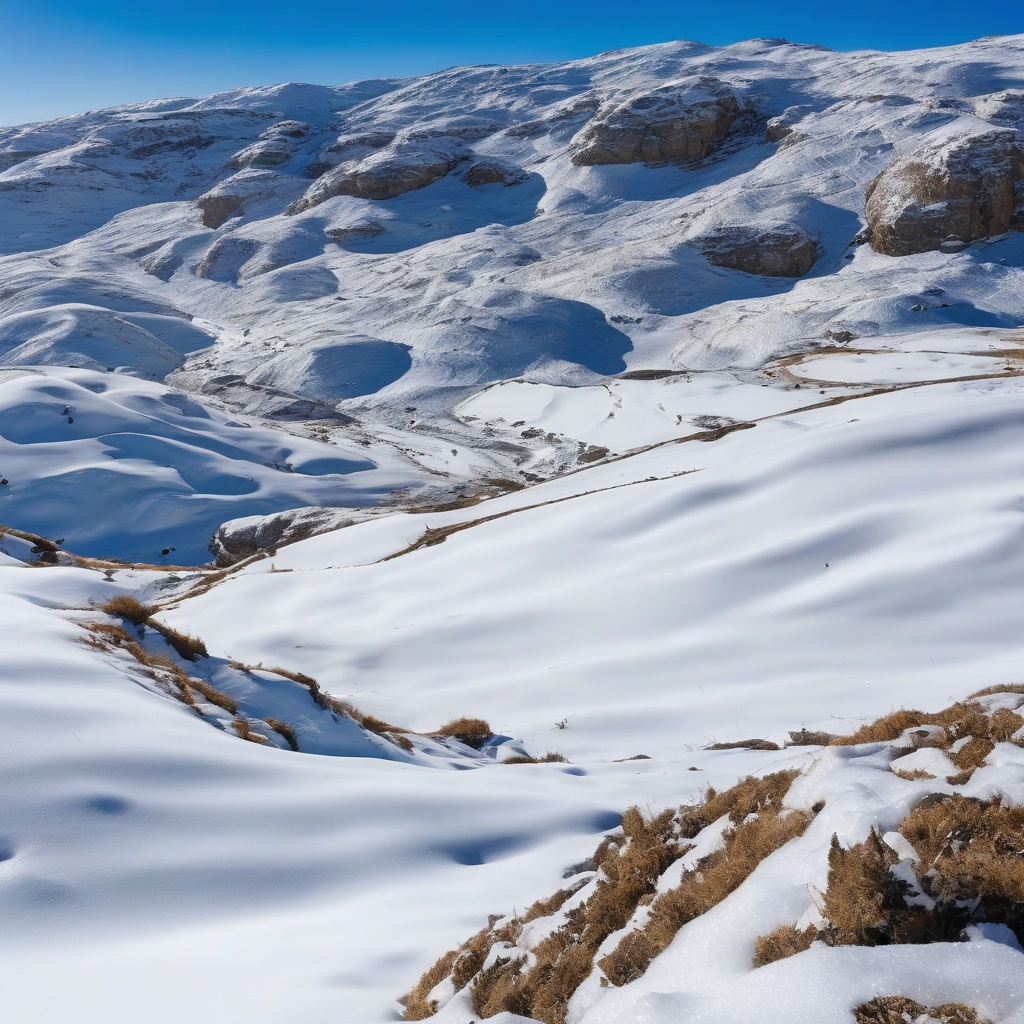 Early March ski slopes in Faraya, Lebanon, combining sea-view and fresh snow