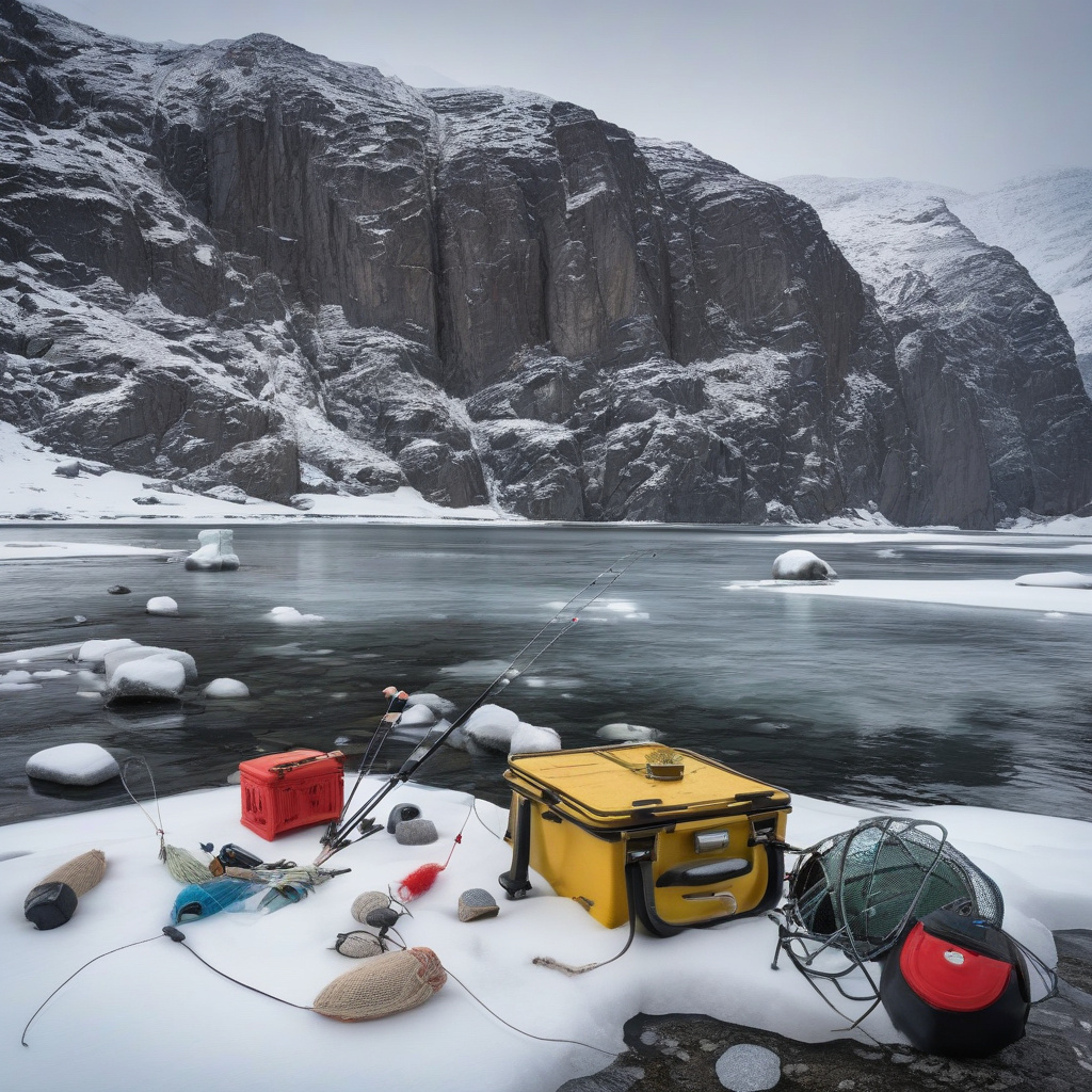 Фіорди Європи взимку, човновий лов та засніжені обрії Зимова риболовля у фіордовій долині, човни та сніговий схил у Європі