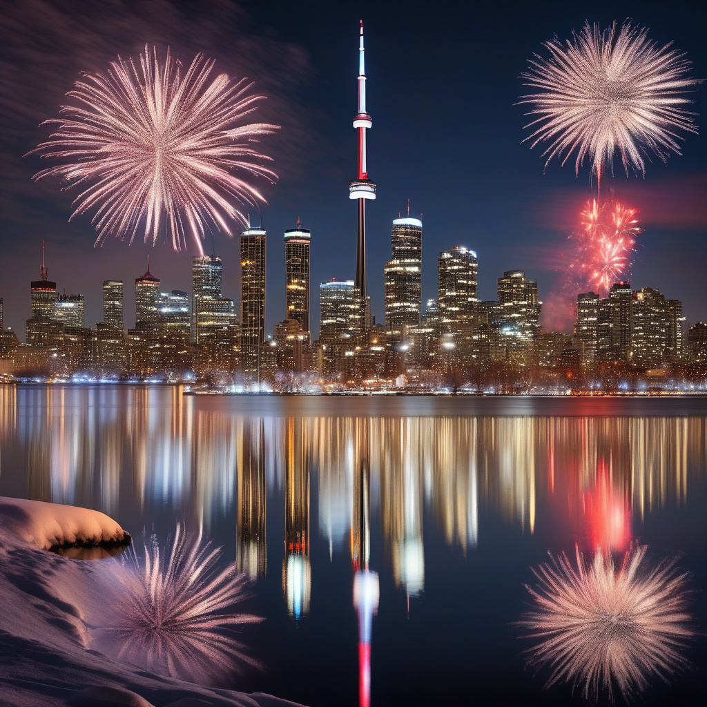 Зимовий краєвид Торонто з ліхтарями та хмарочосами — новорічна казка Канади