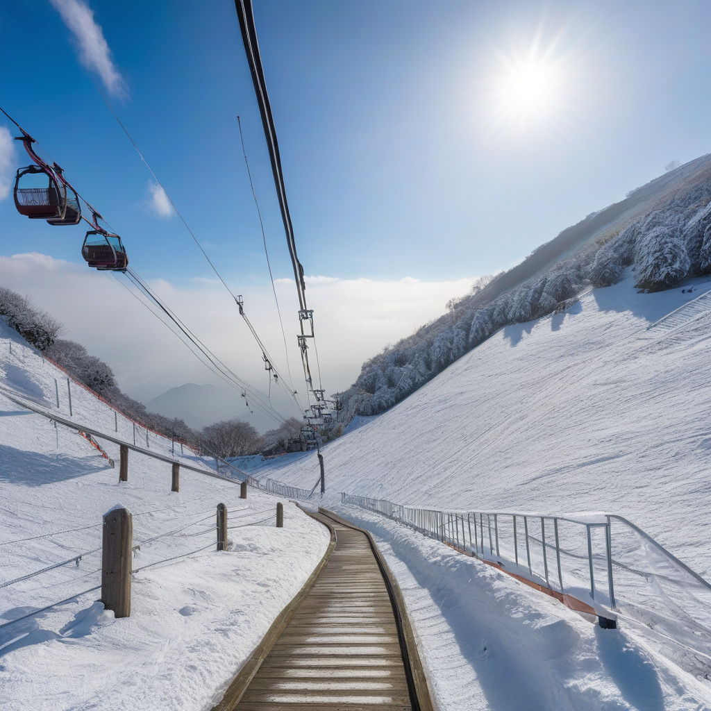 Wanlong ski resort with mountain gondola and snow