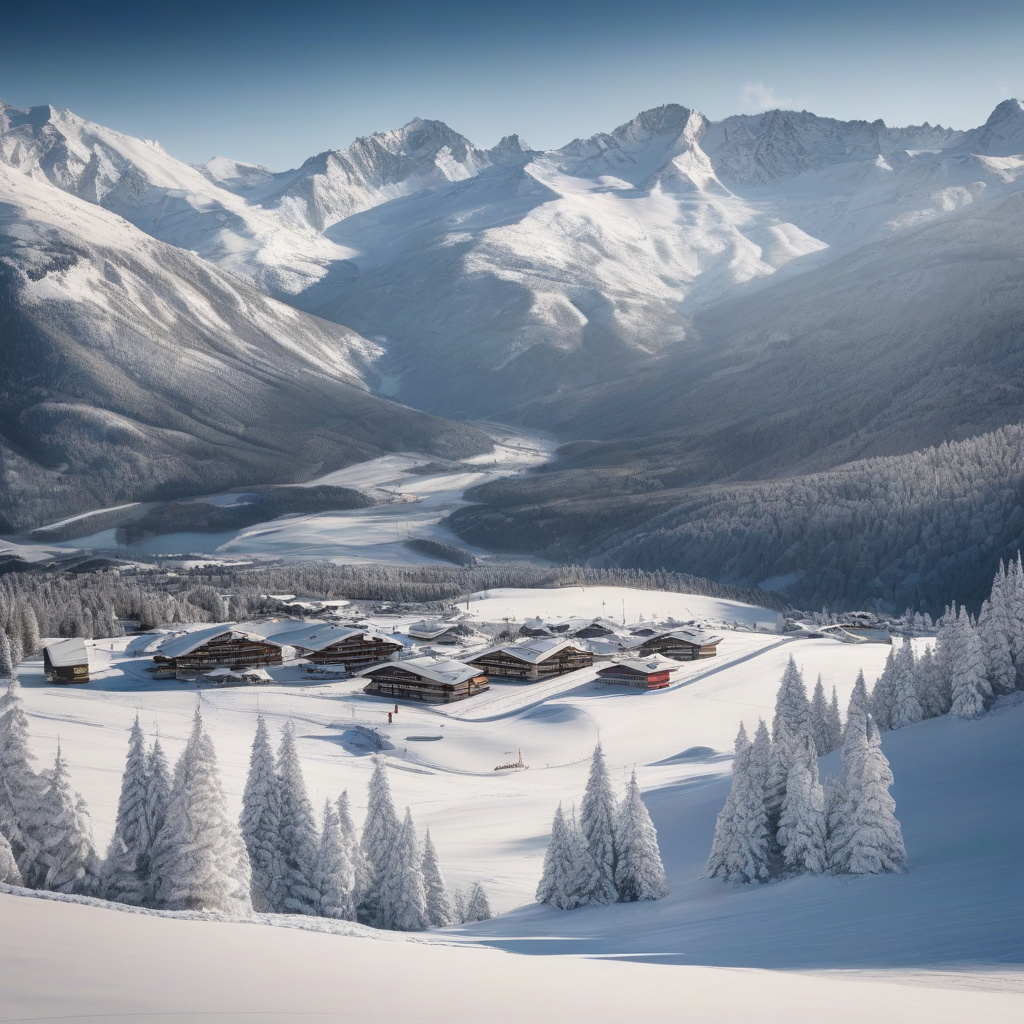 Changbaishan hot spring and hotel snow view China