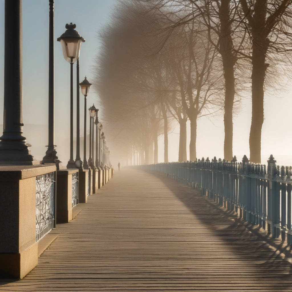 Мармурова набережна із заметами — зима у портовому місті Кам’яна набережна під снігом, художній вид на зимове море