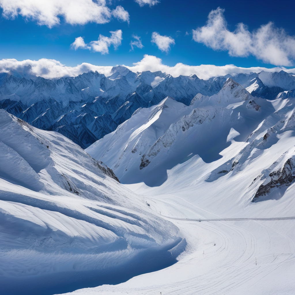 High Andean slopes near Valle Nevado with skiers enjoying fresh powder in Chile