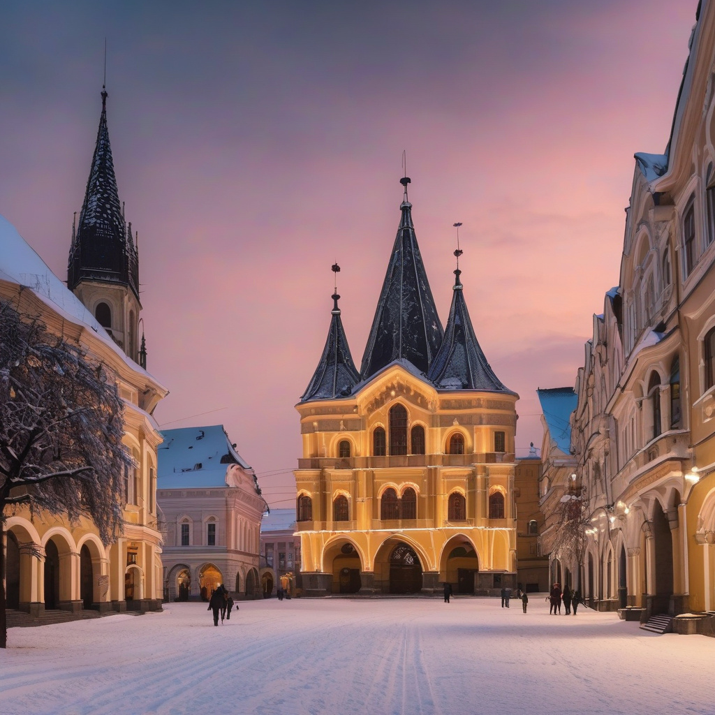 Клуж-Напока 2026: святкова площа на різдвяному ярмарку Різдвяний ярмарок у Клуж-Напоці з яскравими вогнями та ошатними кіосками