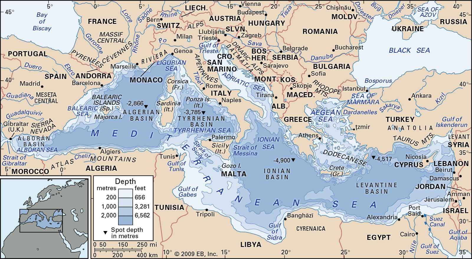 Mediterranean Sea on a Map: An Amazing World at the Heart of the Planet