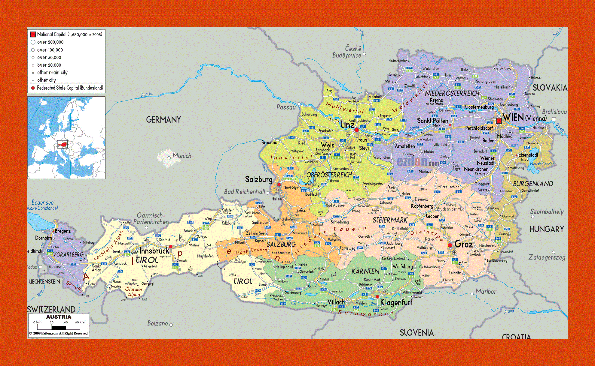 Карта Австрії: Історія, цікаві факти та пам'ятки